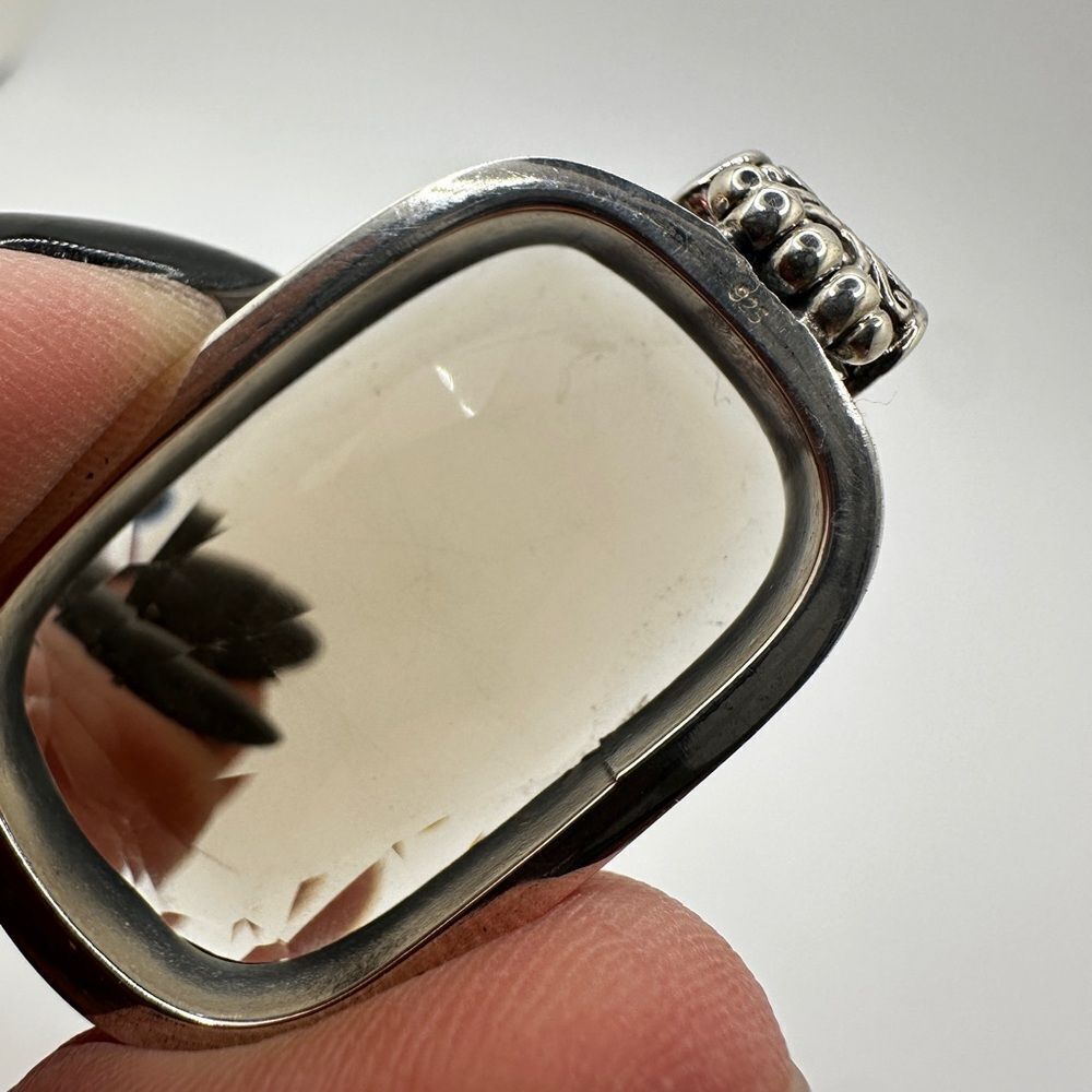 NWT faceted 29x18mm‎ Smoky Quartz pendant in solid Bali sterling silver! - Picture 9 of 14